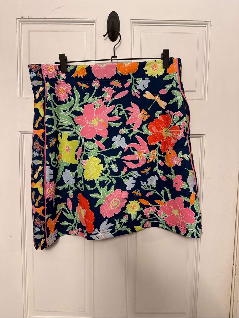 Gretchen Scott Designs Navy Mini Skirt with Pink, Orange & Lime Floral Print